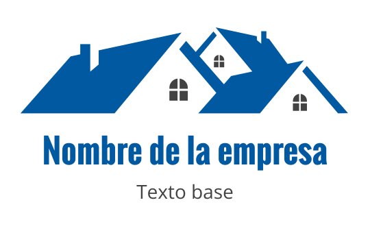 Diseño de logo de casa moderna azul con múltiples techos y ventanas