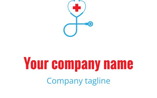 Diseño de logo moderno de estetoscopio con símbolo de corazón y cruz
