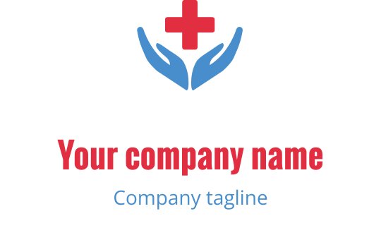 Diseño de logo de manos cuidadosas con una cruz roja arriba