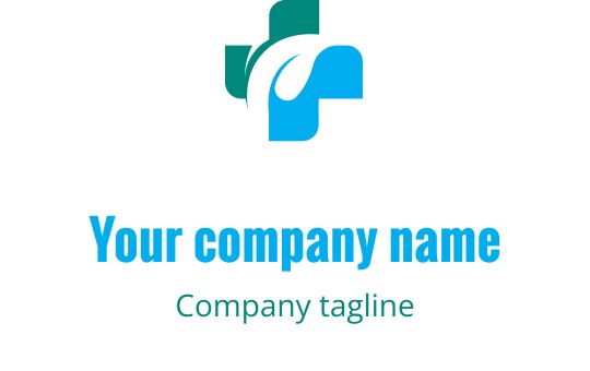 Diseño de logo moderno con una cruz estilizada y líneas fluidas en verde azulado