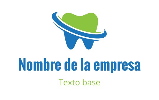 Diseño de logo moderno de diente con elementos verdes y azules