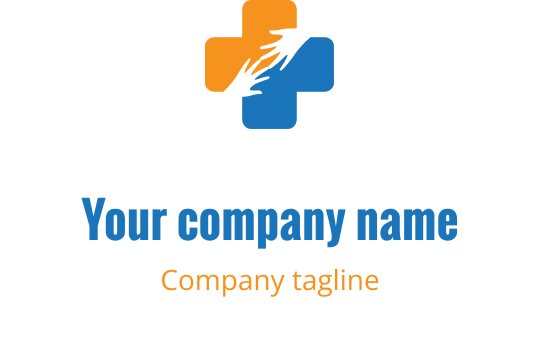 Diseño de logo moderno con una cruz colorida y elementos de onda dinámica