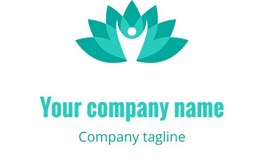 Diseño de logo de elegante flor de loto color teal con pétalos redondeados