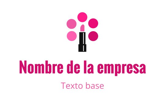Diseño de logo colorido con un lápiz labial y elementos circulares en tonos rosas