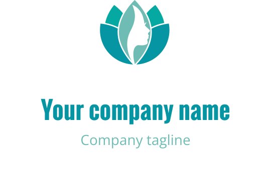 Diseño de logo elegante con una silueta de perfil en forma de flor verde azulado