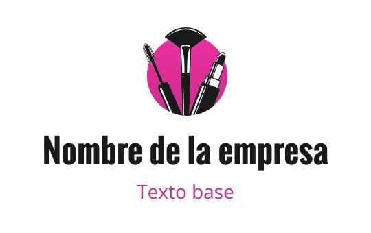 Diseño de logo audaz con herramientas de maquillaje en un círculo rosa