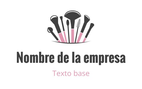 Diseño de logo elegante con brochas de maquillaje en tonos rosa y gris