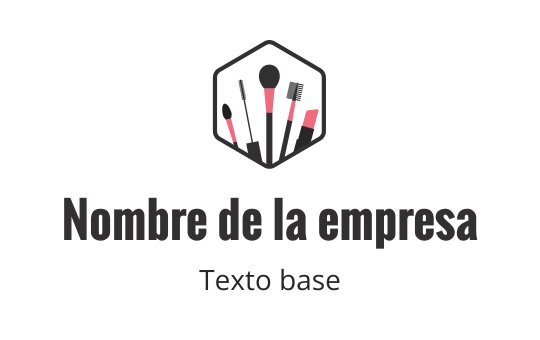 Diseño de logo hexagonal elegante con brochas de maquillaje en negro y rosa