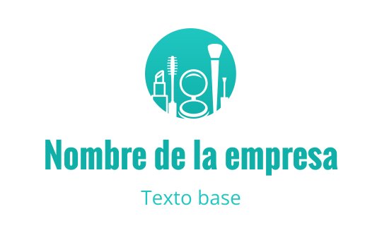 Diseño de logo moderno con un círculo turquesa y siluetas de herramientas de belleza