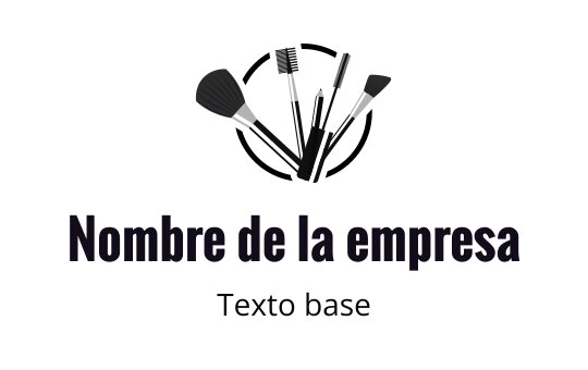 Diseño de logo elegante con varios pinceles de maquillaje en forma de abanico