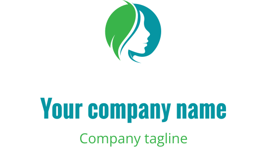 Diseño de logo moderno con una silueta de perfil y elementos verdes y azules