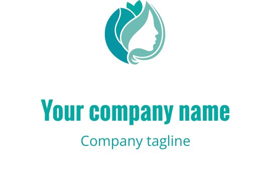 Diseño de logo elegante con silueta de perfil, cabello fluido y hojas