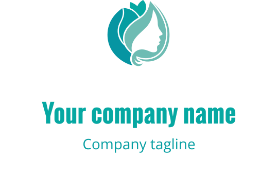 Diseño de logo elegante con silueta de perfil, cabello fluido y hojas