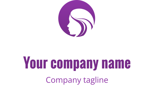 Diseño de logo elegante en púrpura con silueta estilizada de una mujer