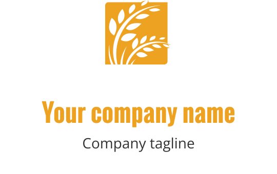 Diseño de logo elegante con una hoja estilizada en naranja y negro