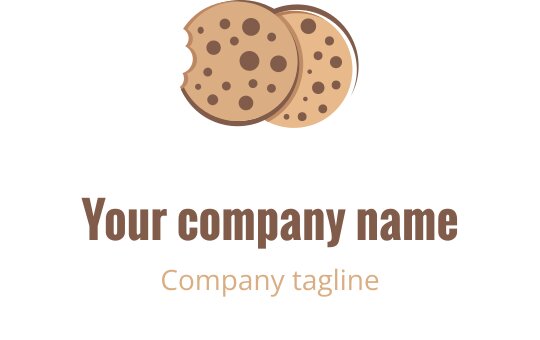 Diseño de logo de galleta juguetona con dos galletas con chispas de chocolate