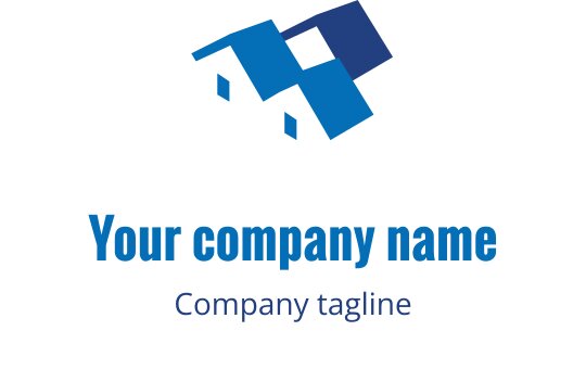 Diseño de logo geométrico moderno en azul con formas superpuestas