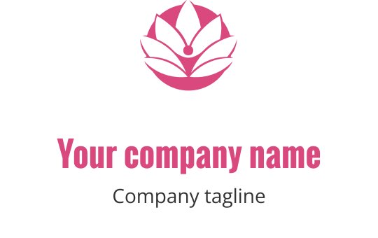 Diseño de logo de elegante flor de loto rosa con pétalos redondeados
