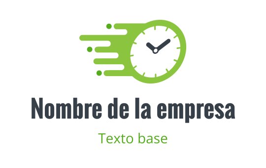 Diseño de logo de reloj dinámico con líneas verdes en movimiento y texto en negrita