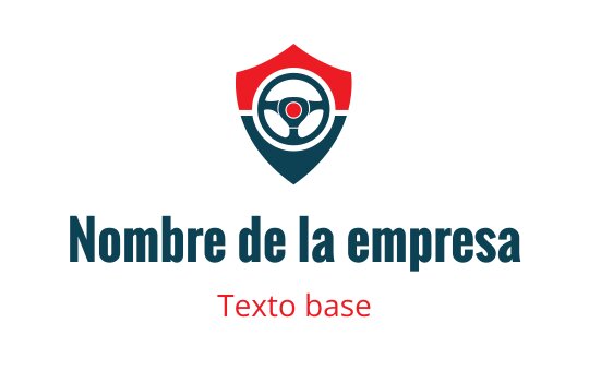 Diseño de logo en forma de escudo con un volante en azul y rojo
