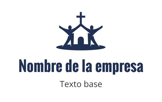 Diseño de logo centrado en la comunidad con una iglesia y dos figuras con brazos levantados