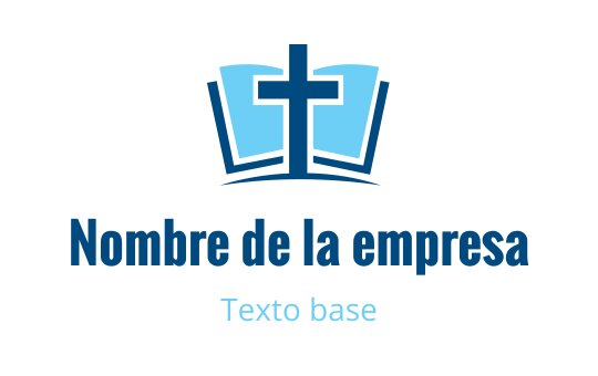 Diseño de logo moderno con una cruz sobre un libro abierto en azul