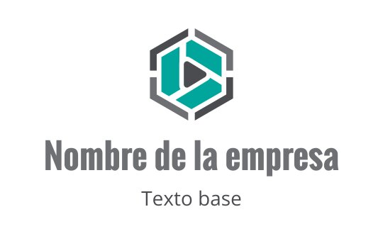Diseño de logo hexagonal moderno con un botón de reproducción en verde azulado y gris