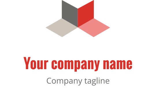 Diseño de logo moderno geométrico con formas rojas y grises superpuestas