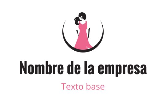 Diseño de logo elegante con silueta de vestido rosa y tipografía estilizada