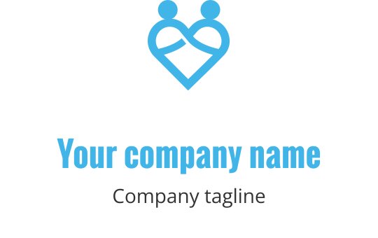 Diseño de logo moderno con dos figuras abstractas dentro de una forma de corazón