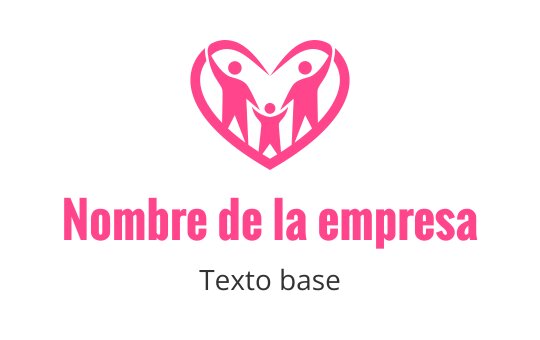 Diseño de logo en forma de corazón con dos adultos y un niño en rosa