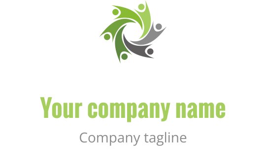 Diseño de logo dinámico con figuras entrelazadas en verde y gris