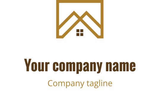 Diseño de logo moderno con una casa y elementos de techo y ventana