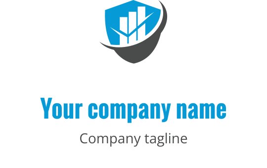 Diseño de logo profesional en azul y gris con elementos financieros abstractos