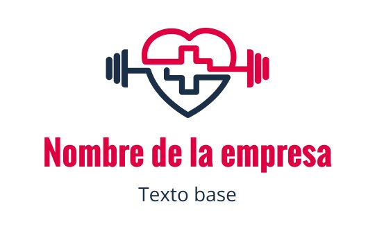 Diseño de logo con corazón y barra de pesas en rojo y azul marino