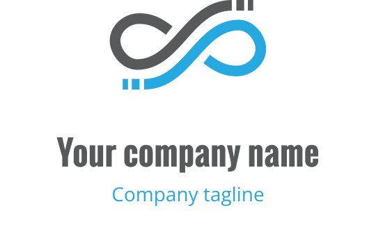 Diseño de logo moderno de infinito en tonos grises y azules