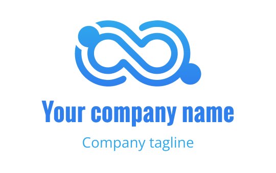Diseño de logo infinito azul moderno con elementos circulares