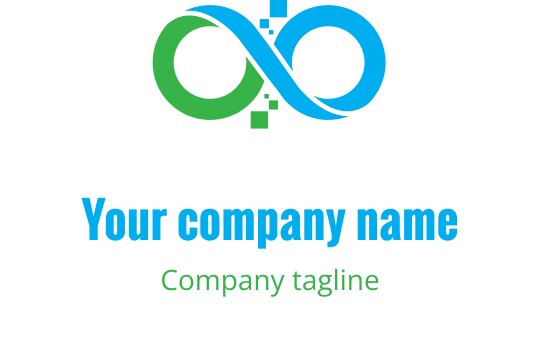 Diseño de logo moderno de infinito en colores azul y verde