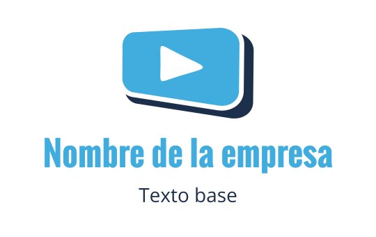 Diseño de logo moderno en azul con un botón de reproducción en un rectángulo redondeado