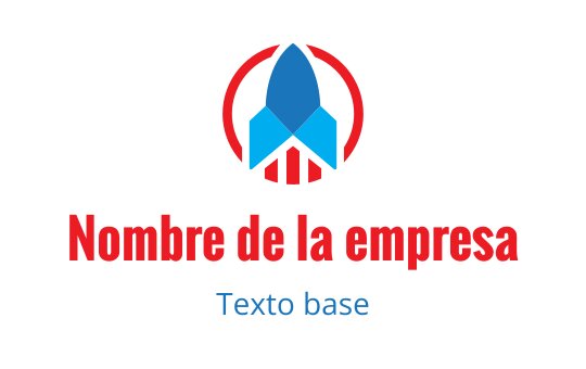 Diseño de logo de cohete audaz en rojo y azul con acentos circulares