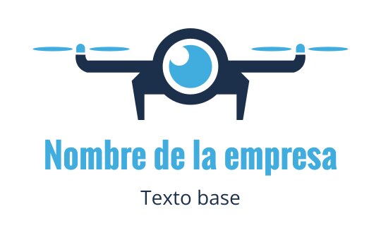 Diseño de logo moderno de dron con un ojo circular y acentos azules
