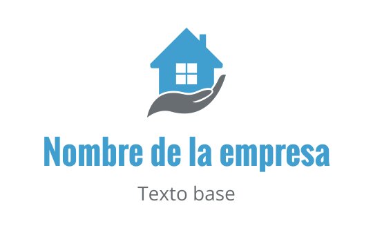 Diseño de logo de casa moderna con un techo azul y elemento de mano
