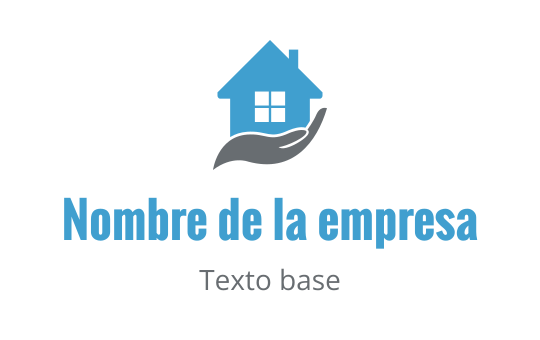 Diseño de logo de casa moderna con un techo azul y elemento de mano