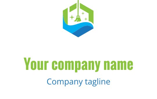 Diseño de logo hexagonal moderno con elementos de campana y ola