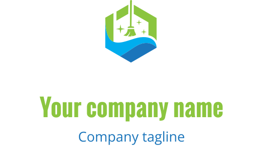 Diseño de logo hexagonal moderno con elementos de campana y ola