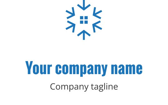 Diseño de logo moderno de copo de nieve azul con un elemento de ventana