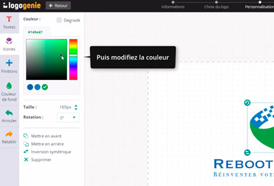 Cómo cambiar los colores de mi logo con logogenie, agregar gradientes a mi  logo con logogenie